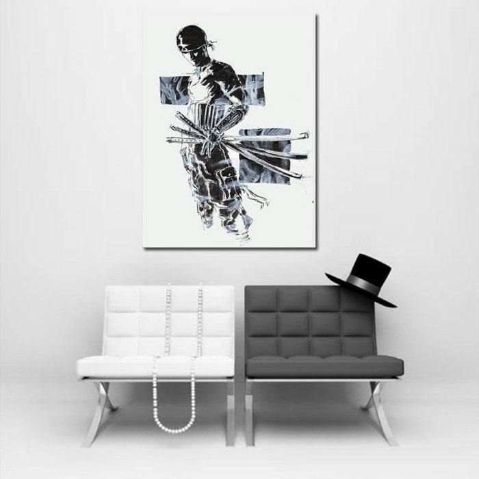 One Piece Pirate Roronoa Zoro Black And White 1pc Wall Art 2 - One Piece Store