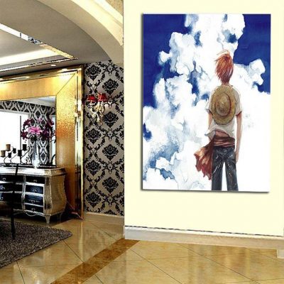 One Piece Pirate Straw Hat Luffy Blue Sky Portrait 1pc Canvas 3 - One Piece Store