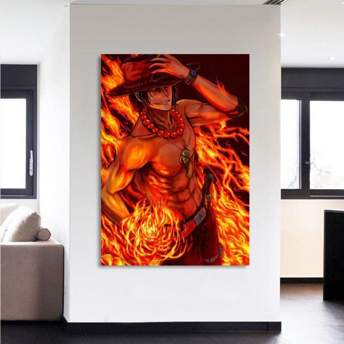 One Piece Portgas D Ace Fire Fist Power Orange 1pc Wall Art 2 - One Piece Store