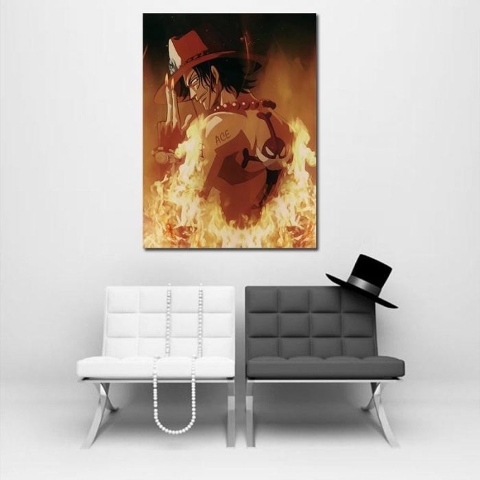 One Piece Portgas D Ace Flame Aura Portrait Orange 1pc Canvas 2 - One Piece Store