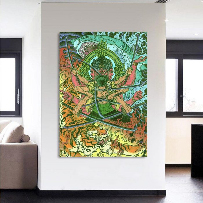 One Piece Roronoa Zoro Epic Asura God Green 1pc Canvas Print 2 - One Piece Store