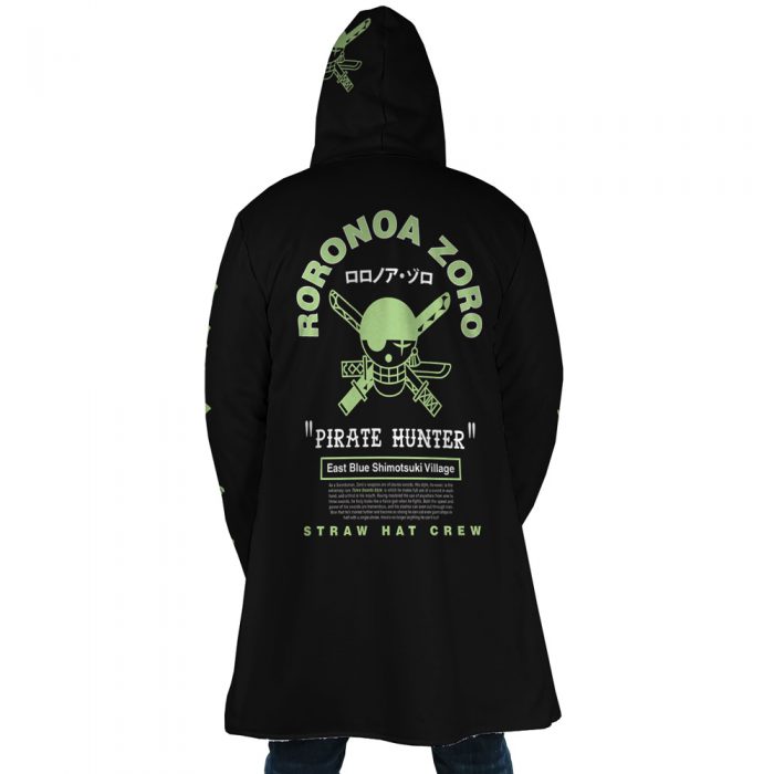 Roronoa Zoro One Piece AOP Hooded Cloak Coat BACK Mockup - One Piece Store