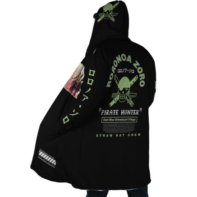 Roronoa Zoro One Piece AOP Hooded Cloak Coat SIDE Mockup - One Piece Store