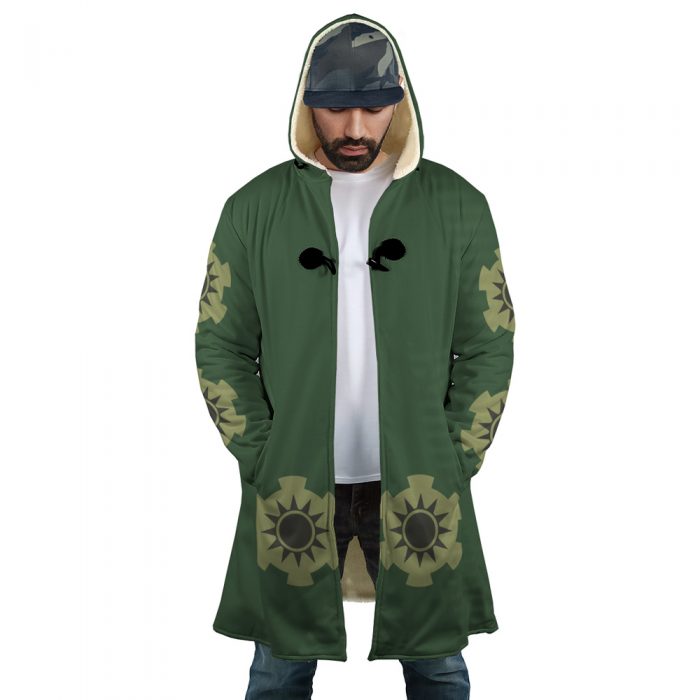 Roronoa Zoro Wano Country Arc Hooded Cloak Coat FRONT Mockup - One Piece Store