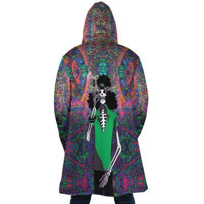 Trippy Hippie Trip Brook One Piece AOP Hooded Cloak Coat BACK Mockup - One Piece Store