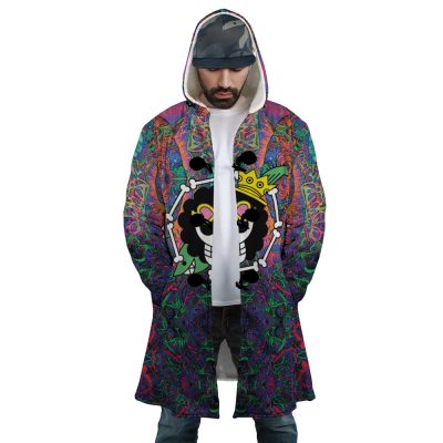 Trippy Hippie Trip Brook One Piece AOP Hooded Cloak Coat FRONT Mockup 1 - One Piece Store