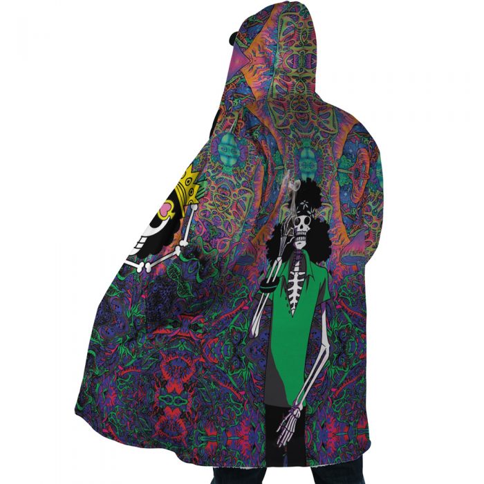 Trippy Hippie Trip Brook One Piece AOP Hooded Cloak Coat SIDE Mockup - One Piece Store