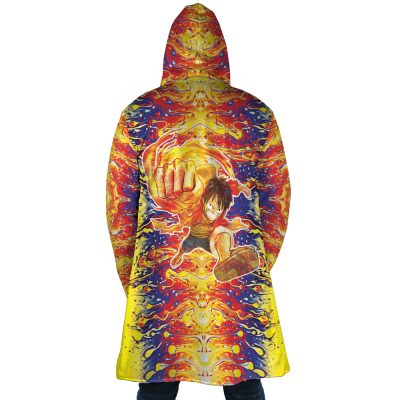 Trippy Luffy One Piece AOP Hooded Cloak Coat BACK Mockup - One Piece Store