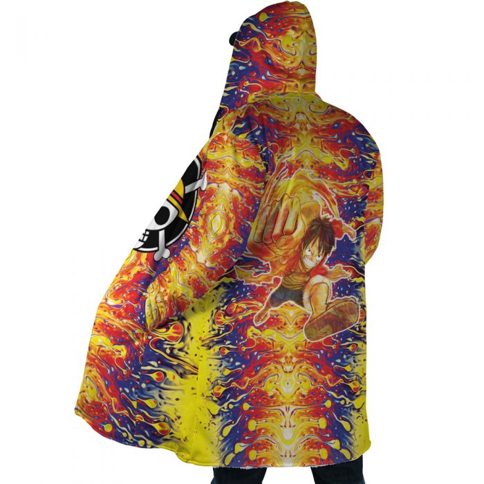 Trippy Luffy One Piece AOP Hooded Cloak Coat SIDE Mockup - One Piece Store