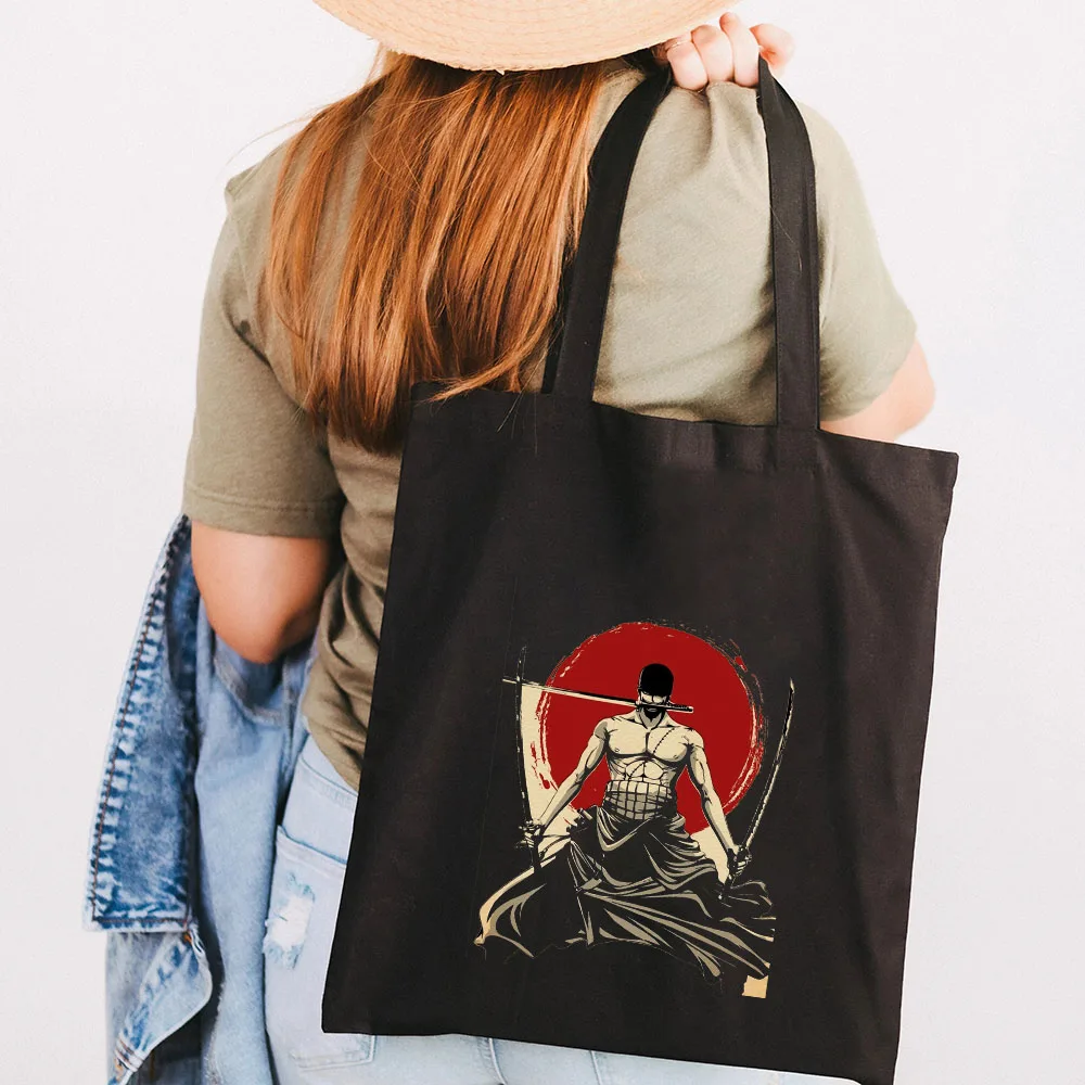 Cute Anime Monkey D Luffy Roronoa Zoro One Piece Women Canvas Shoulder Bag Handbag Tote Eco 2 - One Piece Store