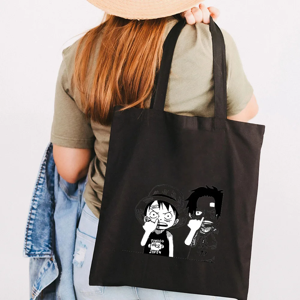 Cute Anime Monkey D Luffy Roronoa Zoro One Piece Women Canvas Shoulder Bag Handbag Tote Eco 5 - One Piece Store