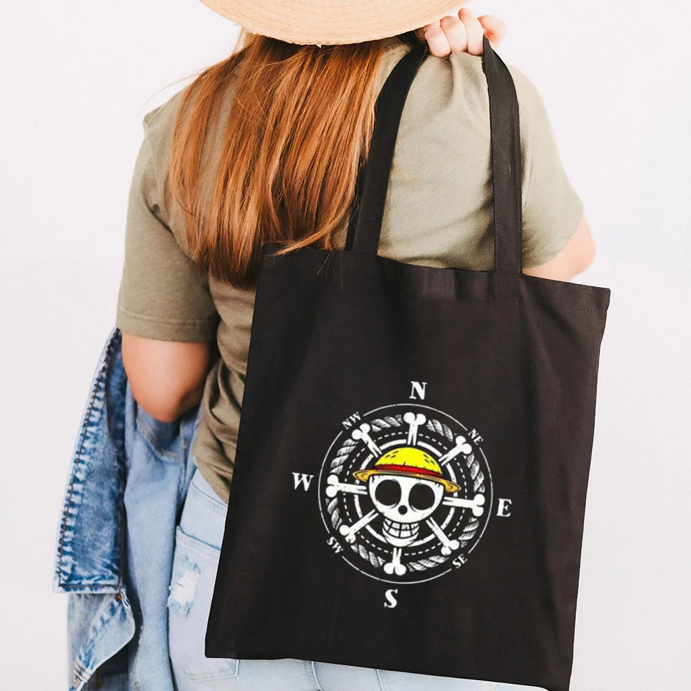 Cute Anime Monkey D Luffy Roronoa Zoro One Piece Women Canvas Shoulder Bag Handbag Tote Eco - One Piece Store