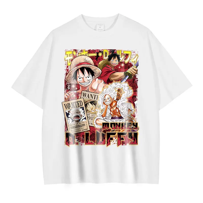 Anime One Piece T Shirts Oversized Vintage Washed Monkey D Luffy T shirt Retro Streetwear Manga 4 - One Piece Store