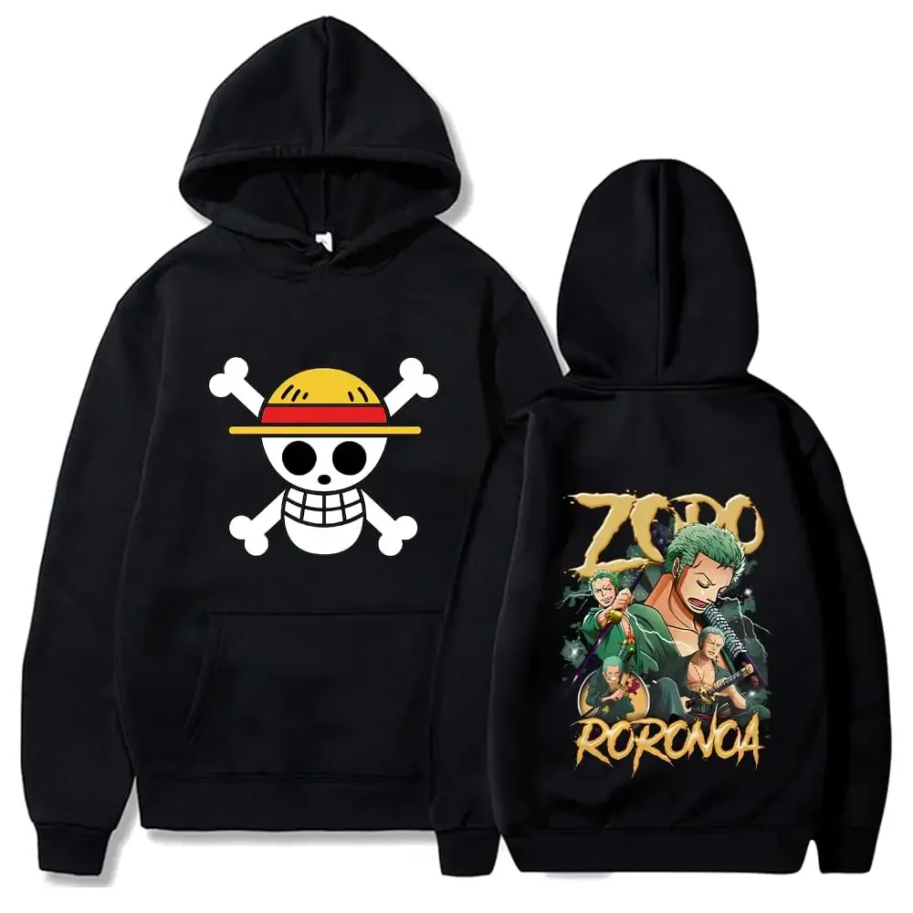 Anime Sweatshirts Luffy Roronoa Zoro Manga Hoodies Men Women Harajuku Casual Pullover Oversized Fleece Tops Y2K 8 - One Piece Store