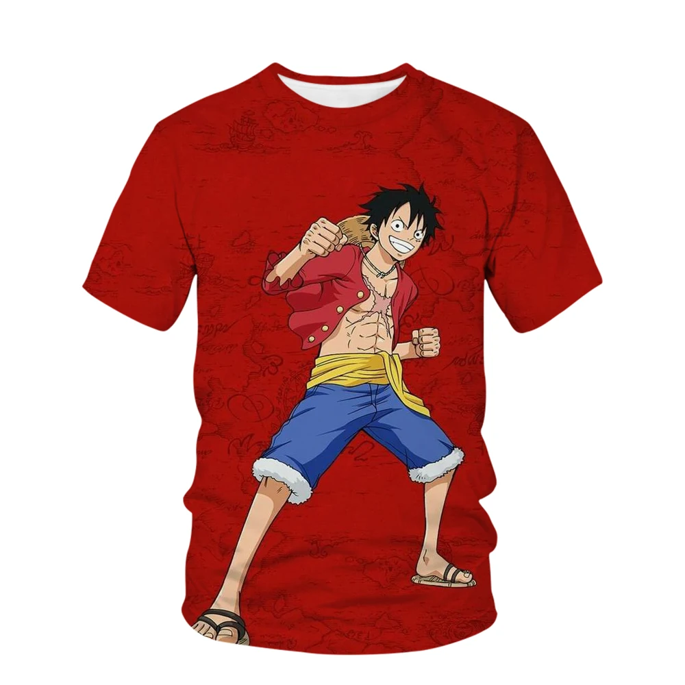 Summer New Animation One Piece Series Printed Boys and Girls Luffy 3D Fashion Fashion Style Casual 1 - One Piece Store